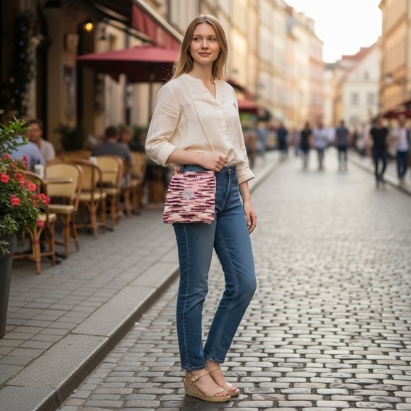 Handmade Handbags - Stylish Pink Crossbody Bag